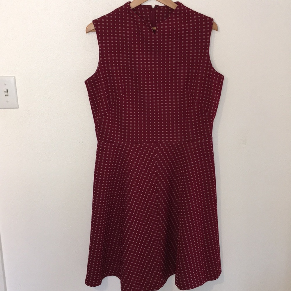 Vintage red w/ white squares belted dress - Picture 5 of 8